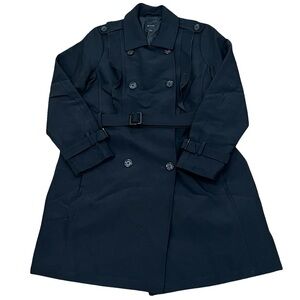 RW&CO Black Trench Coat / Jacket XL Fall Old Money Business Casual Frilly